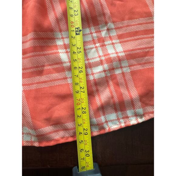 Serengeti Coral & Ivory Plaid Button-Front Blouse 2X - Picture 7 of 8